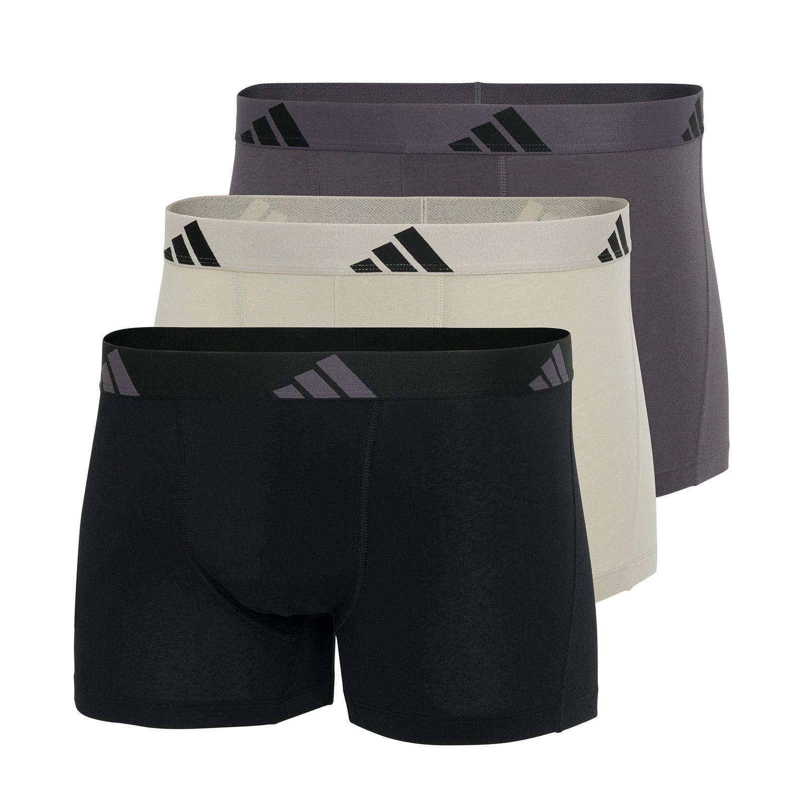 Adidas Boxershorts 3-pack flex cotton grijs-zwart-beige