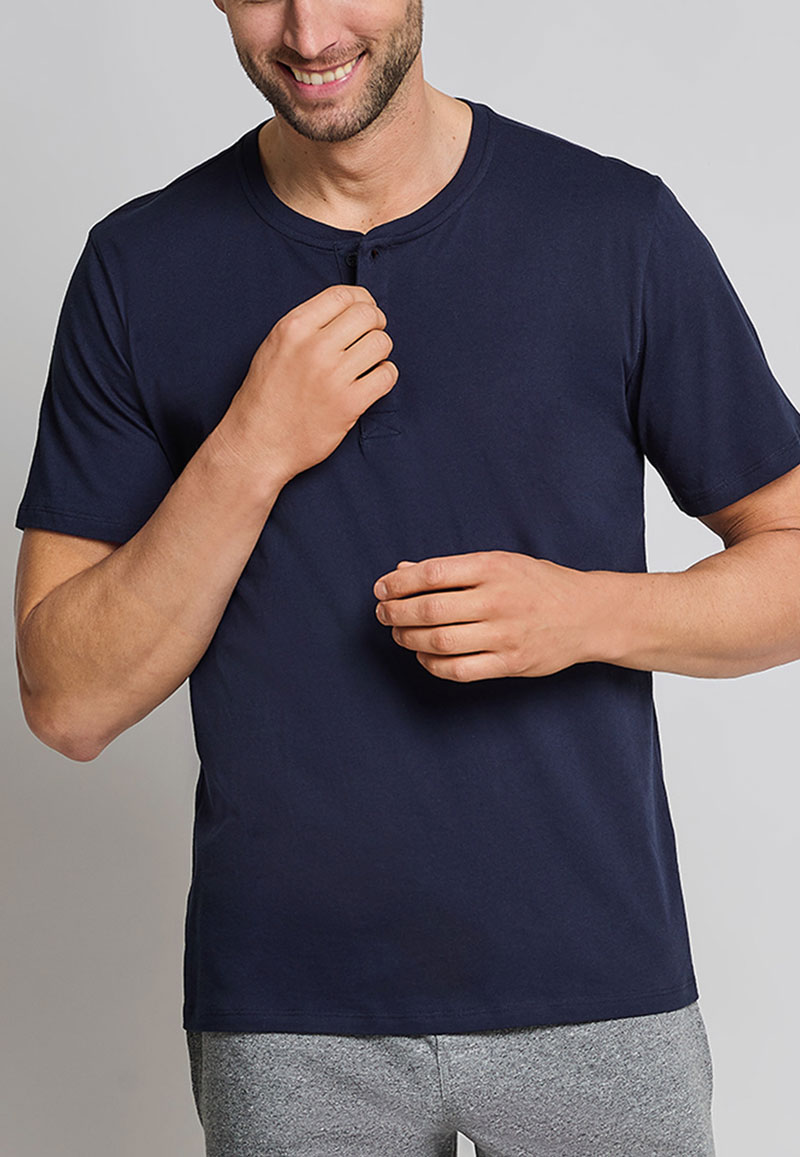 Schiesser Pyjamashirt korte mouw met knoopjes
