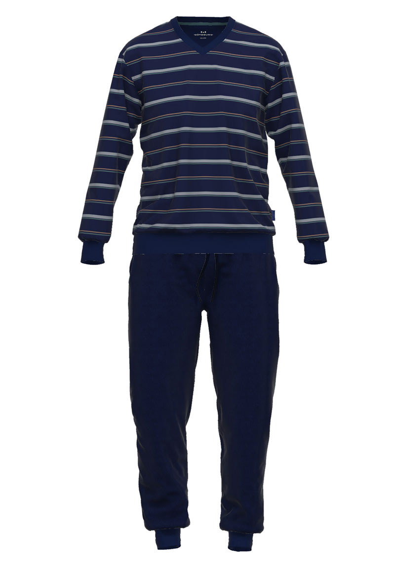 Gotzburg Pyjama Velours V-hals blauw 