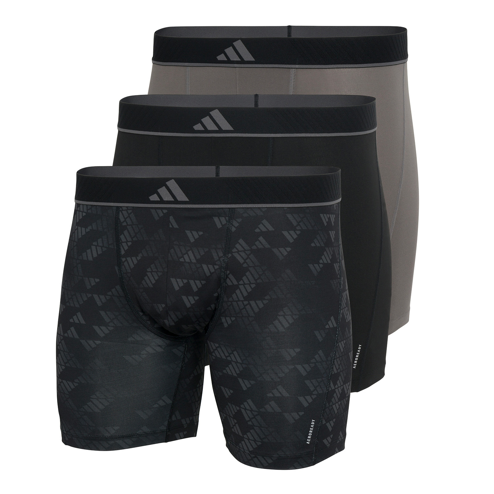 Adidas Boxershorts Micro flex lang  3-pack zwart grijs