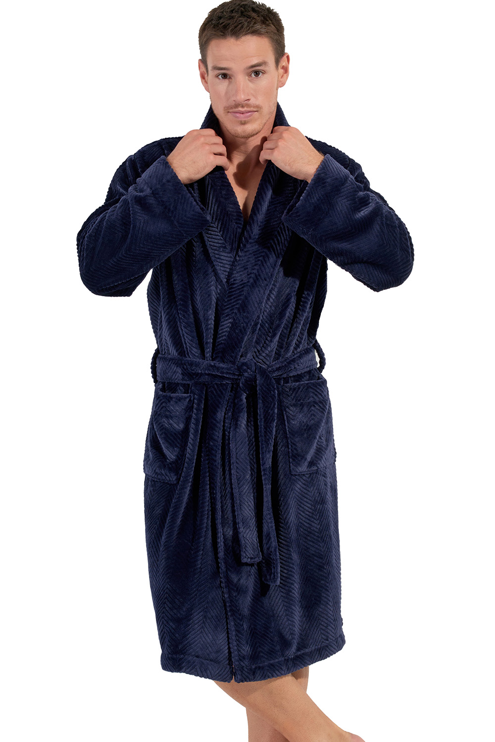 Hom Badjas Everest blauw velours 