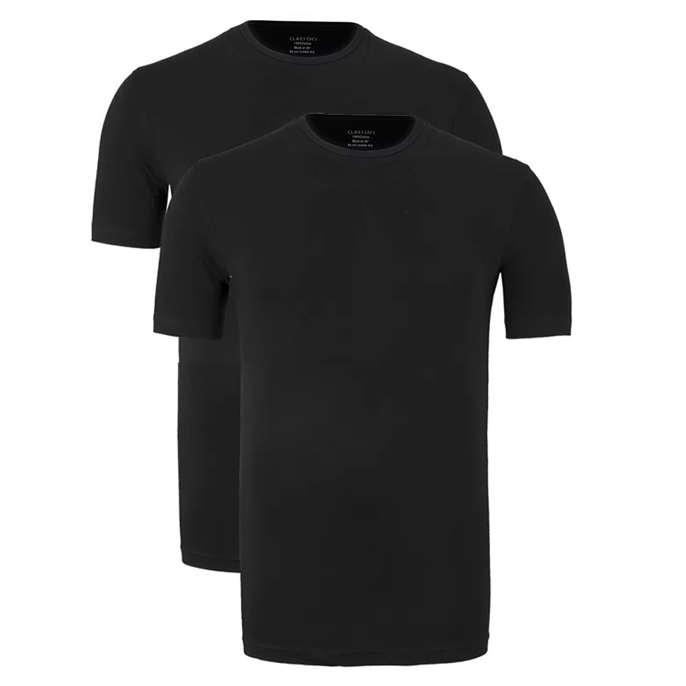 Claesens T-shirt O-hals zwart 2-pack