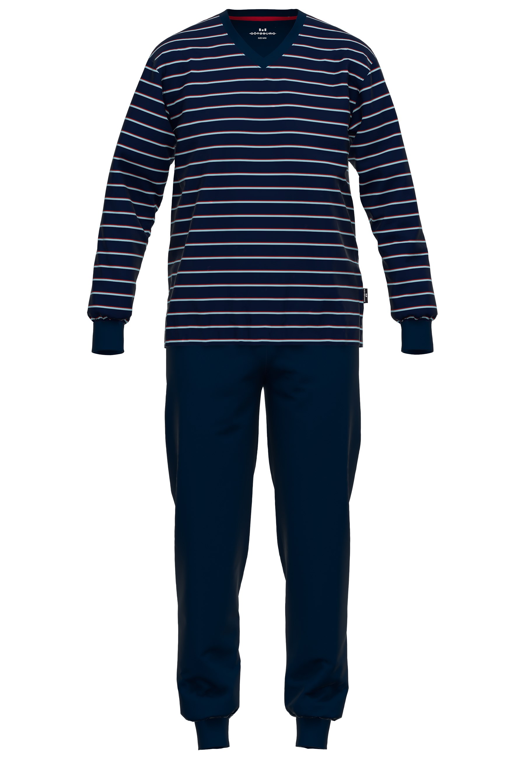Gotzburg Pyjama blauw gestreept met boorden 