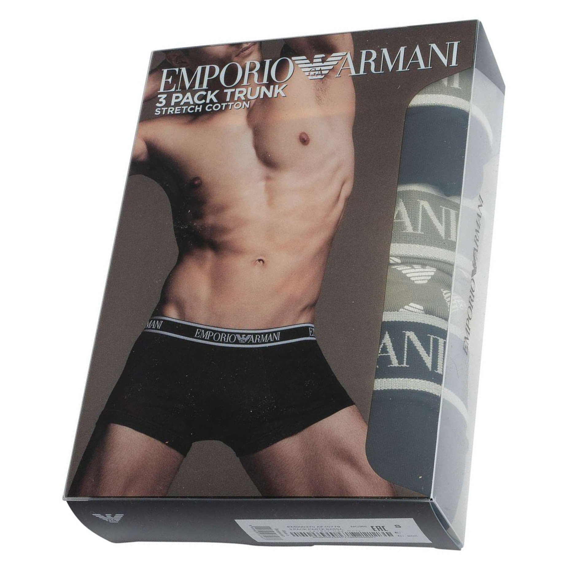 Armani boxershort 3-pack groen - zwart met logo print