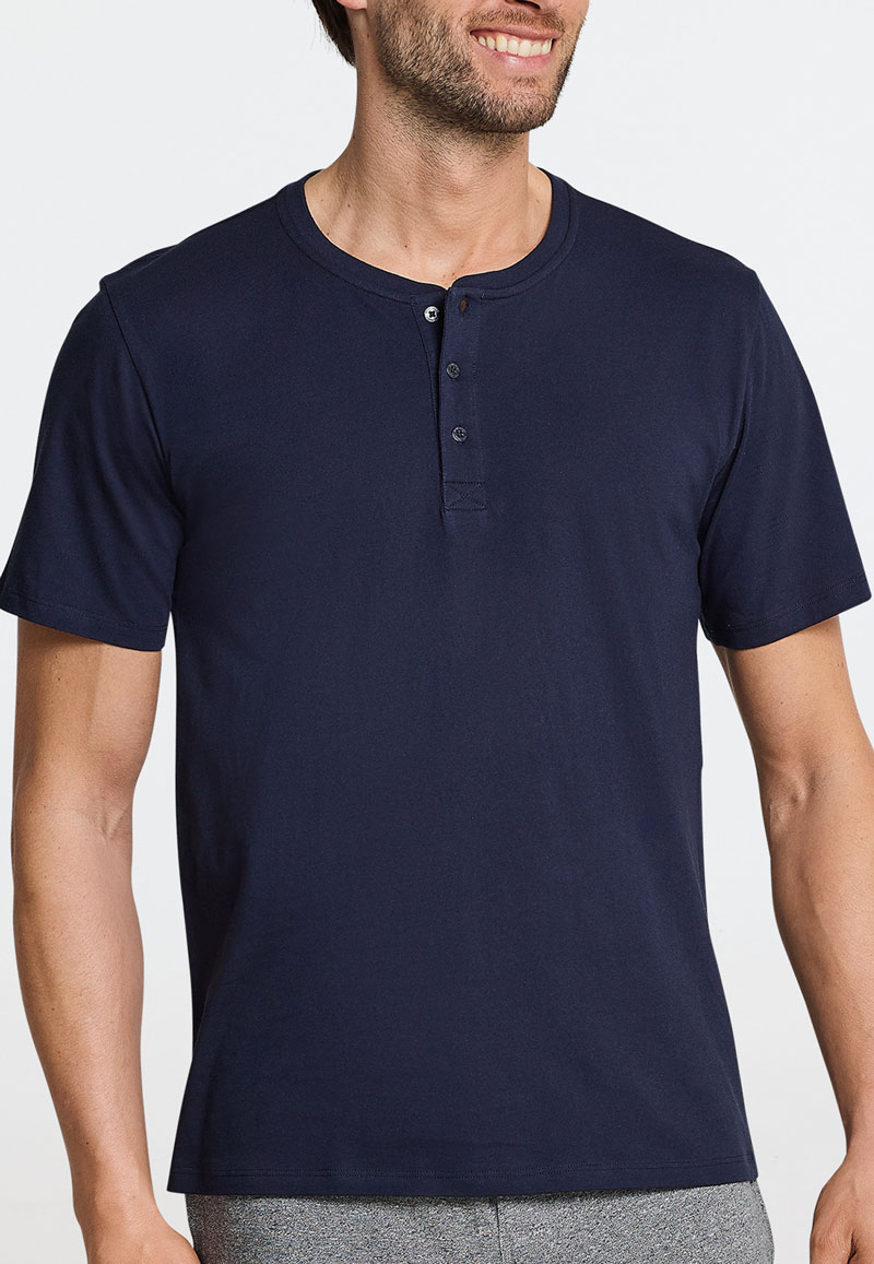 Schiesser Pyjamashirt korte mouw met knoopjes