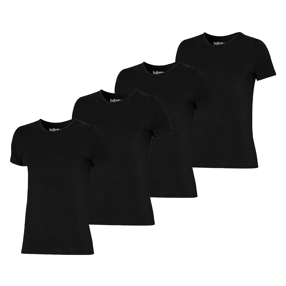Apollo Bamboo T-shirts V-hals 4-pack zwart 
