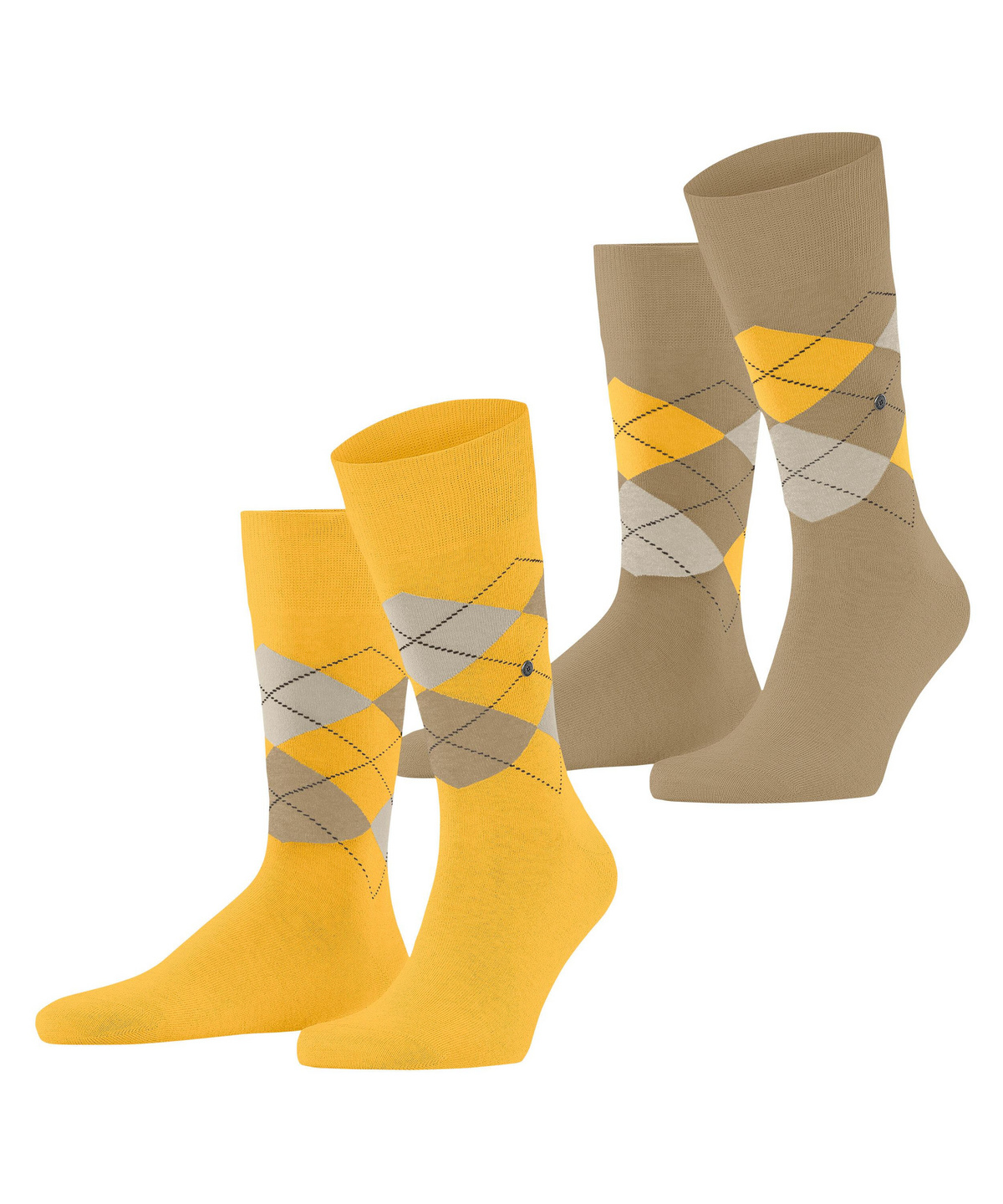 Everyday Argyle heren sokken 2-paar geel-beige