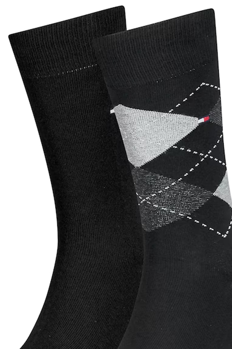 Tommy Hilfiger sokken 2-paar ruit zwart