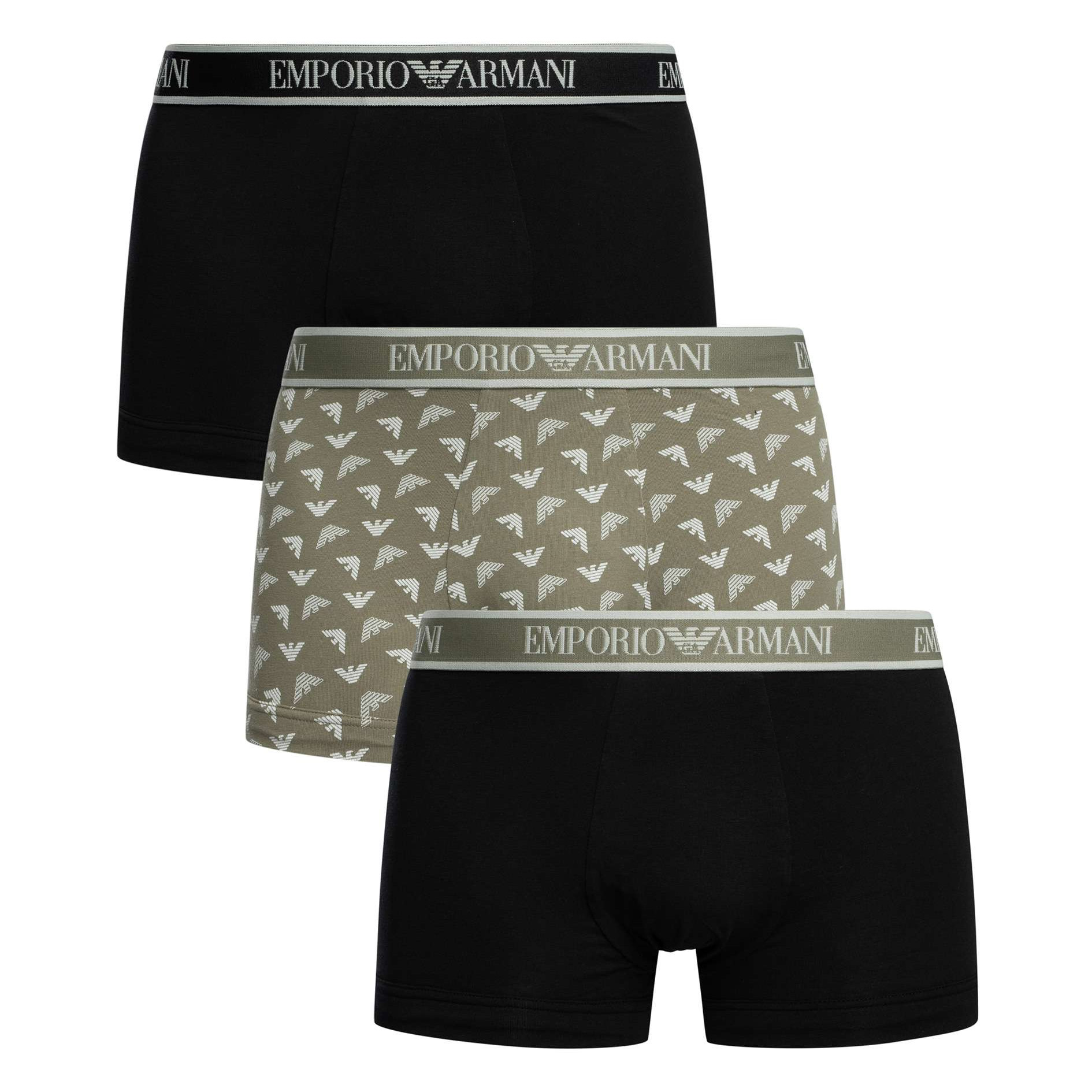 Armani boxershort 3-pack groen - zwart met logo print