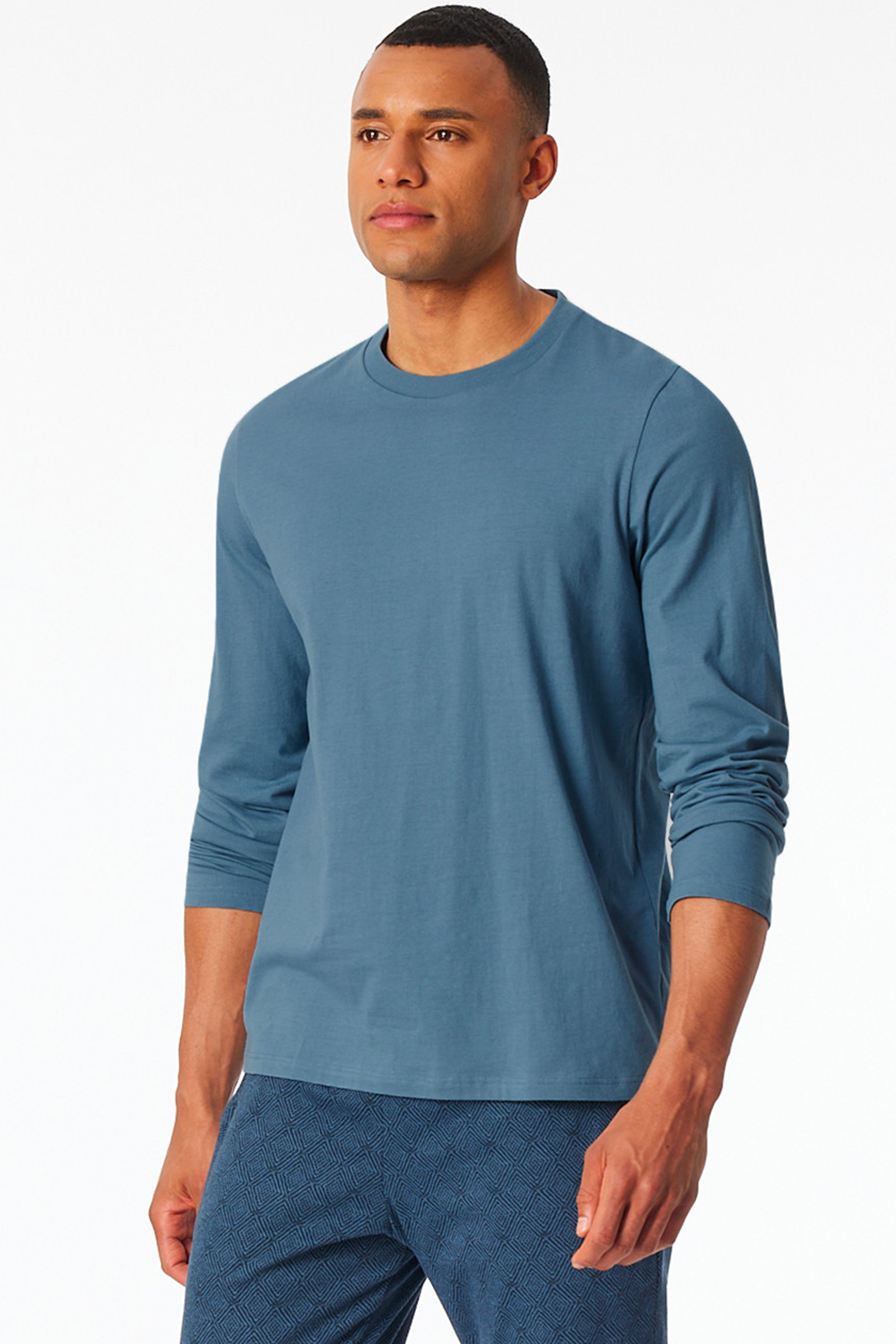 Schiesser Pyjamashirt lange mouw Atlantic blauw