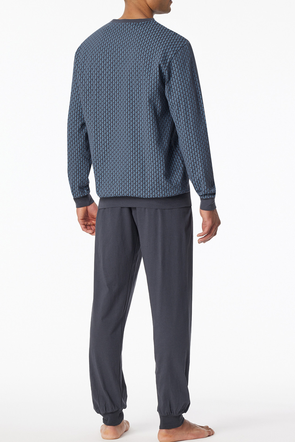 Schiesser Pyjama met print graphit-blauw