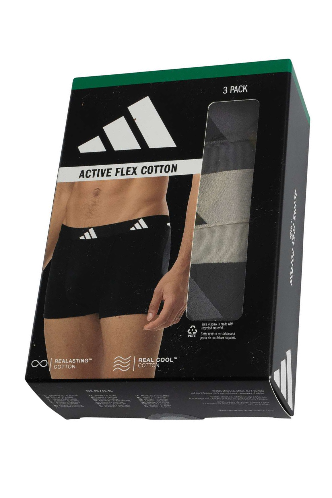 Adidas Boxershorts 3-pack flex cotton grijs-zwart-beige