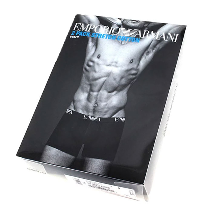 Armani Monogram boxershorts zwart 2-pack verpakking