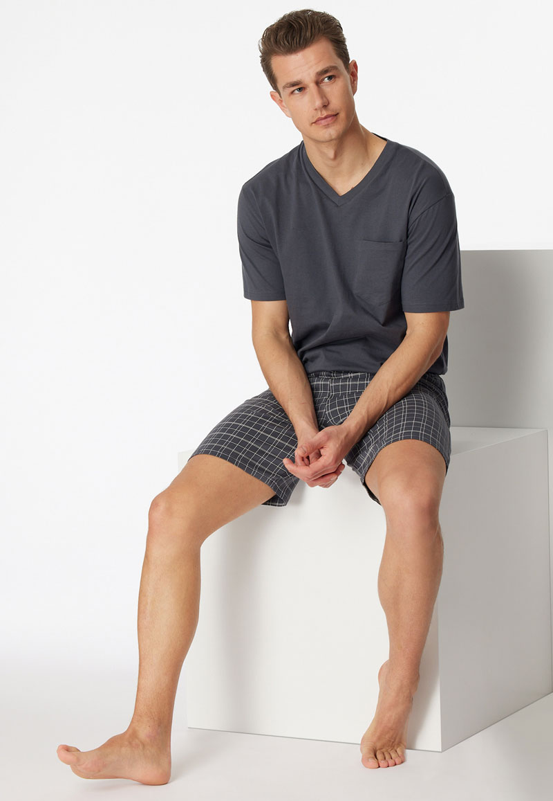 Schiesser Shortama met geruite broek