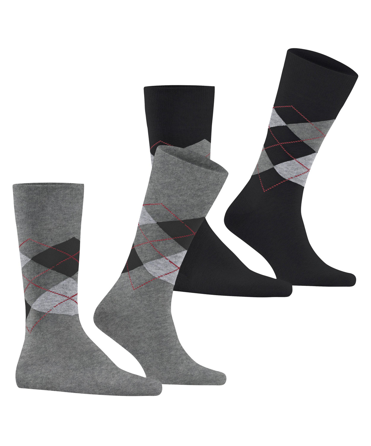 Everyday Argyle heren sokken 2-paar zwart-grijs