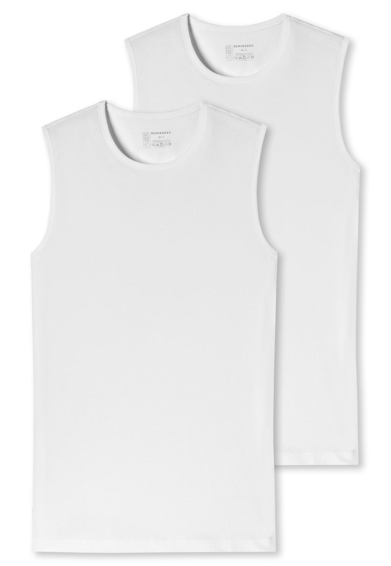 Schiesser tanktop 95/5 ronde hals wit 2-pack