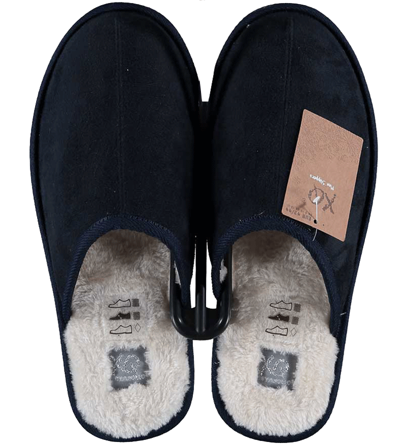Angro pantoffels met bont blauw