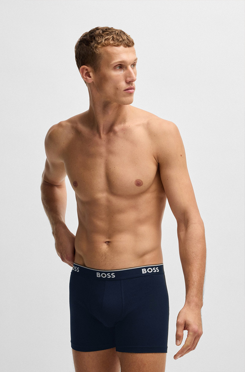 Hugo Boss Power boxershorts 3-pack beige-terra-blauw