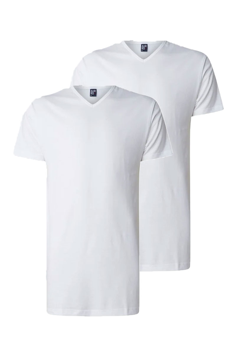 Alan Red Vermont  T-shirts extra lang 2-pack wit