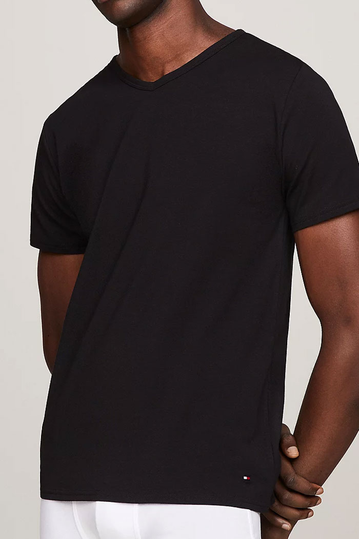 Tommy Hilfiger T-shirts V-hals stretch 3-pack zwart 