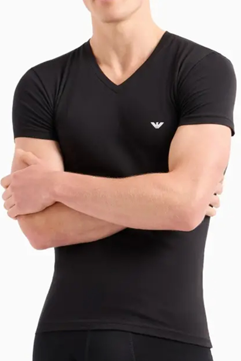 Armani T-shirts V-hals Core 2-pack zwart-grijs