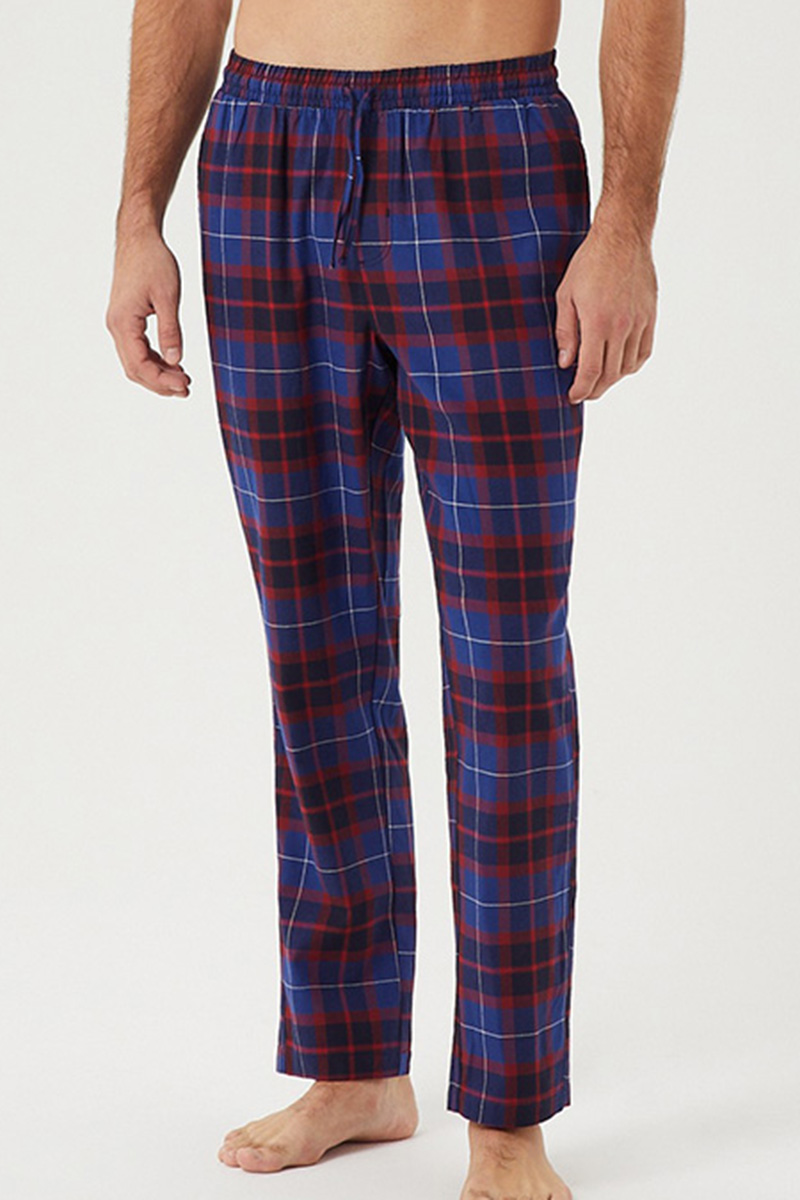 Bjorn Borg Pyjamabroek flanel blauw-rood geruit  