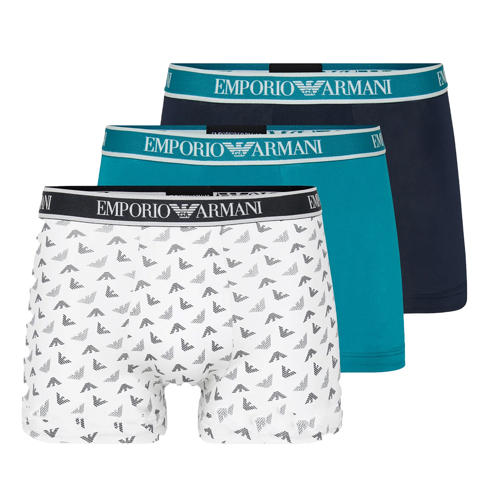 Armani boxershorts 3-pack blauw-groen-wit