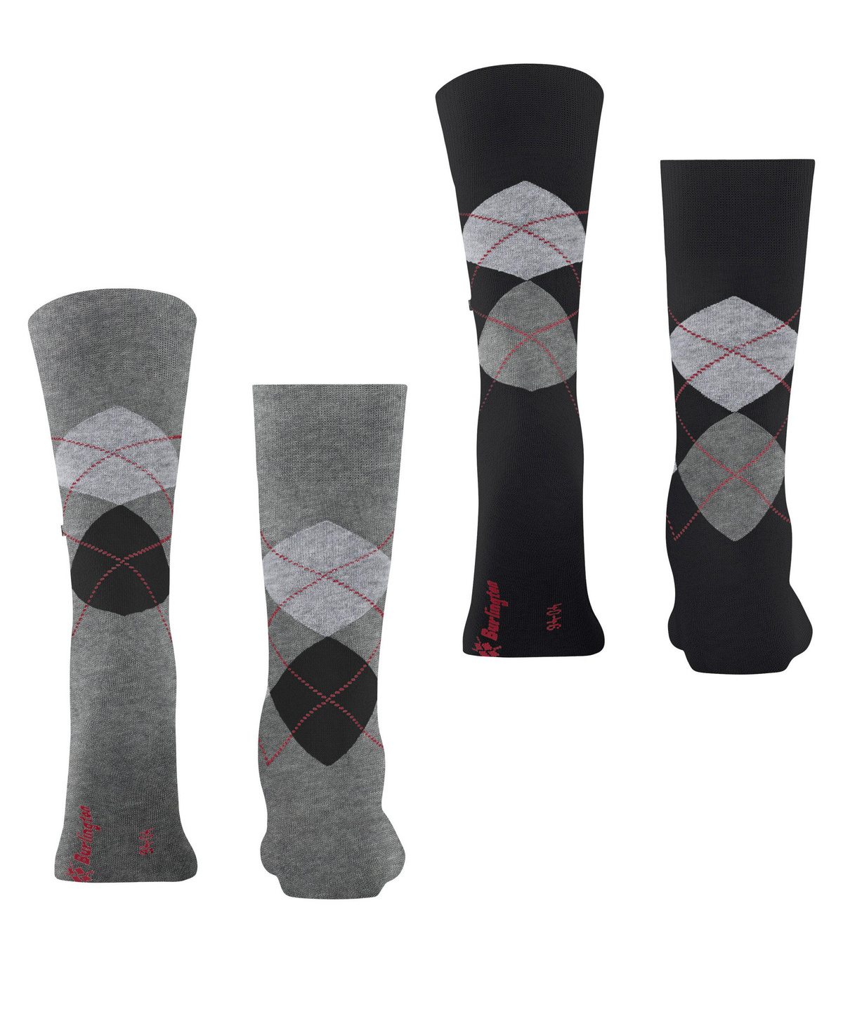 Everyday Argyle heren sokken 2-paar zwart-grijs