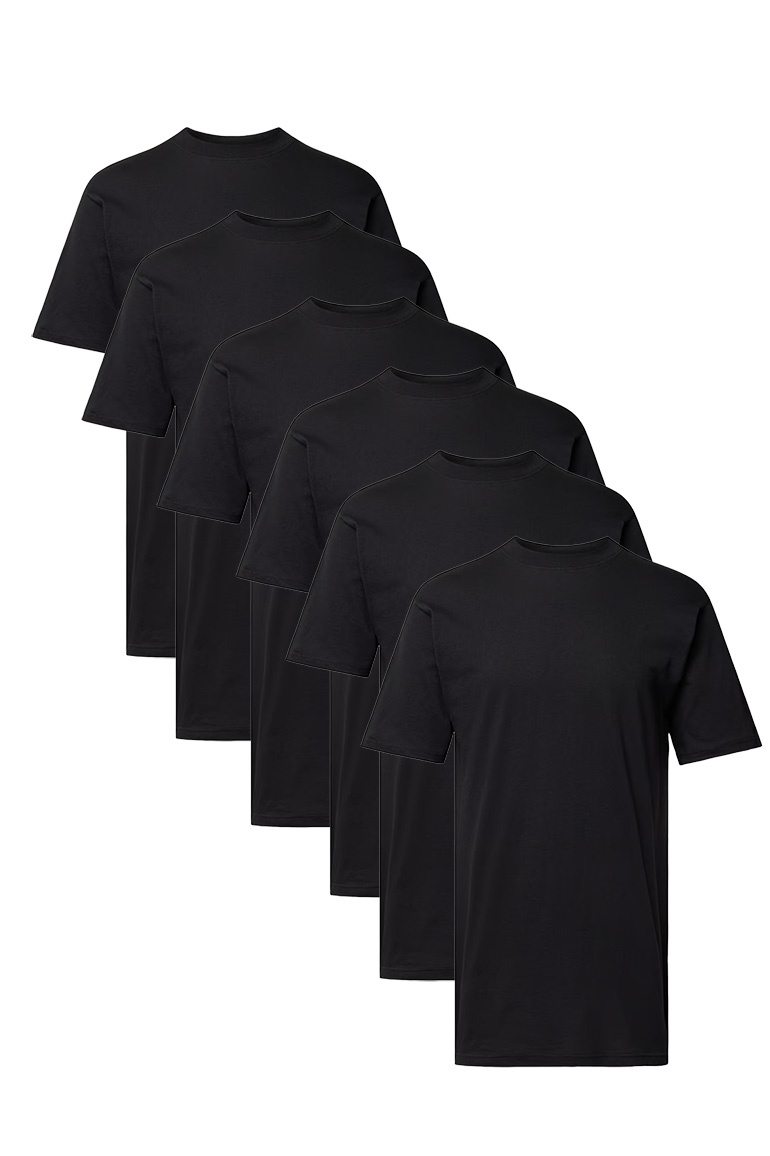 Hom T-shirt Harro met hoge boord zwart actie 6-pack 