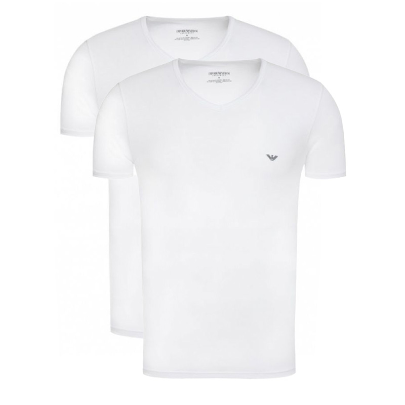 Armani T-shirts V-hals Core 2-pack wit