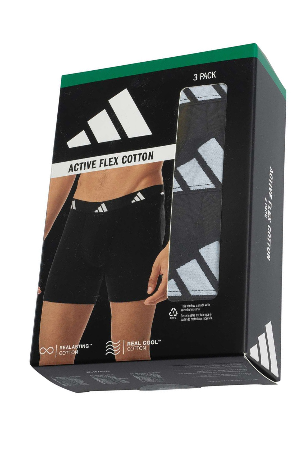 Adidas Boxershorts lang flex cotton 6-pack zwart