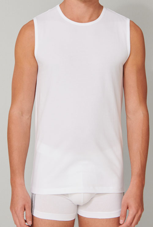 Schiesser tanktop 95/5 ronde hals wit 2-pack voorkant