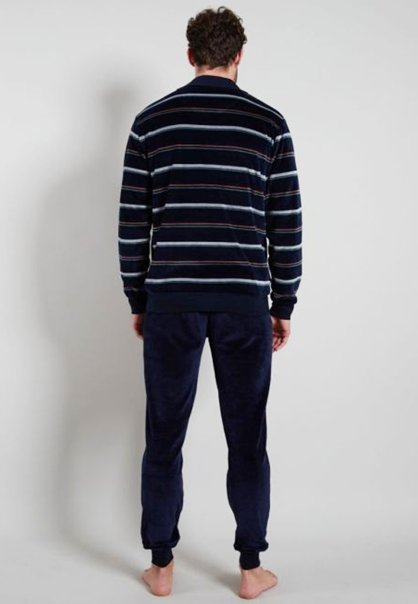 Gotzburg Pyjama Velours V-hals blauw 