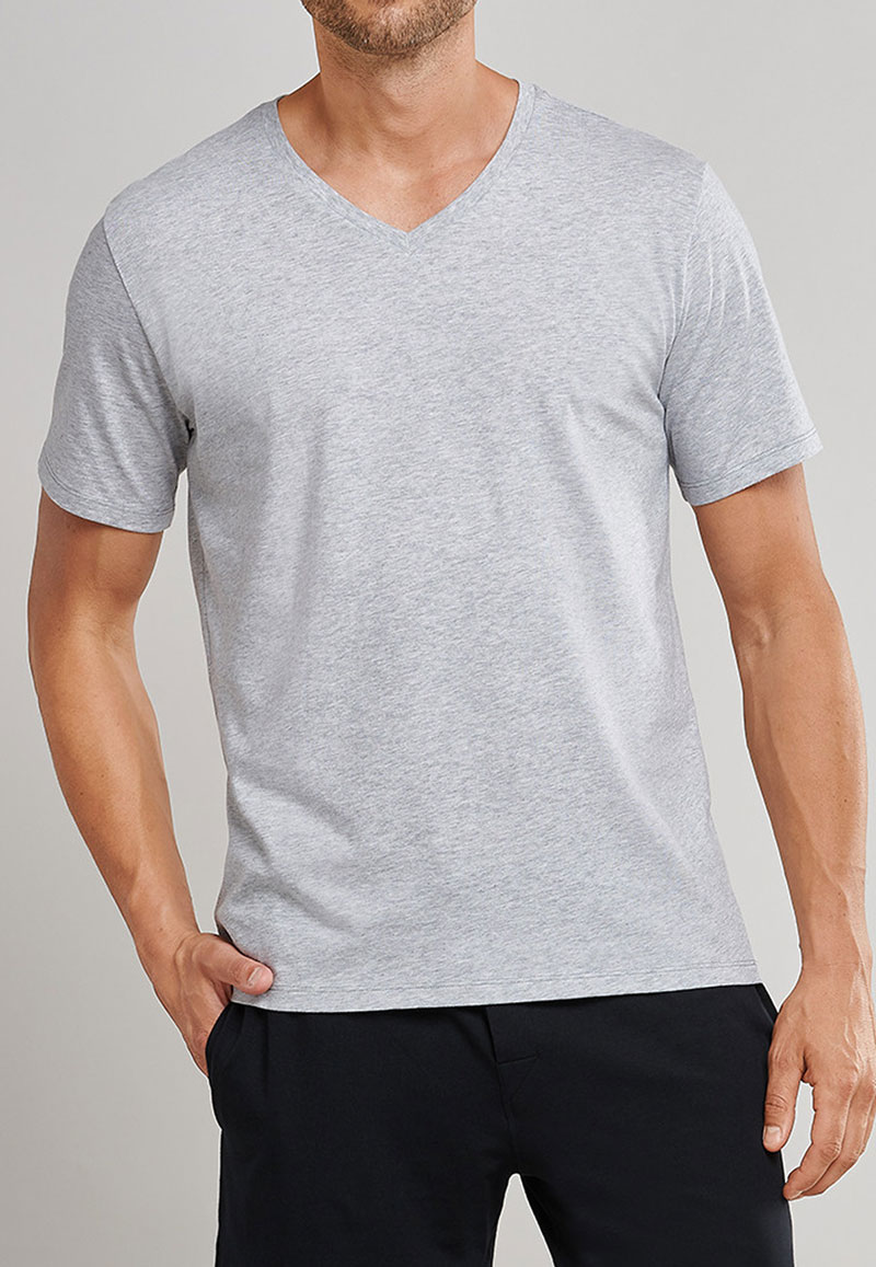 Schiesser pyjamashirt met V-hals grijs 