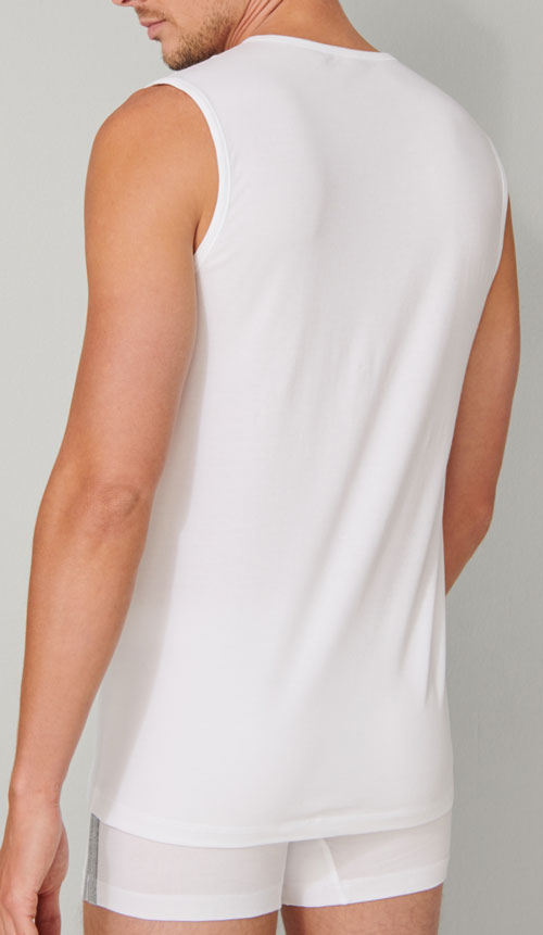 Schiesser tanktop 95/5 ronde hals wit 2-pack achterkant