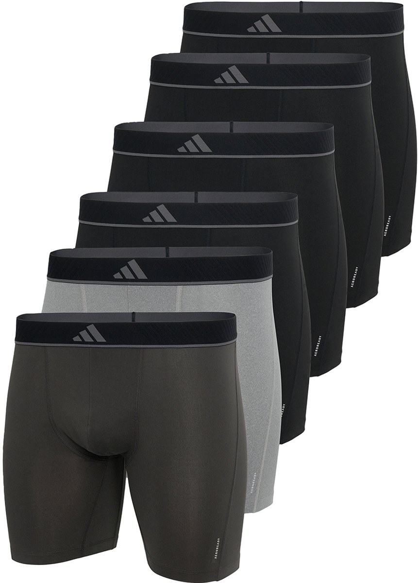 Adidas Boxershorts Micro flex lang 6-pack zwart-grijs