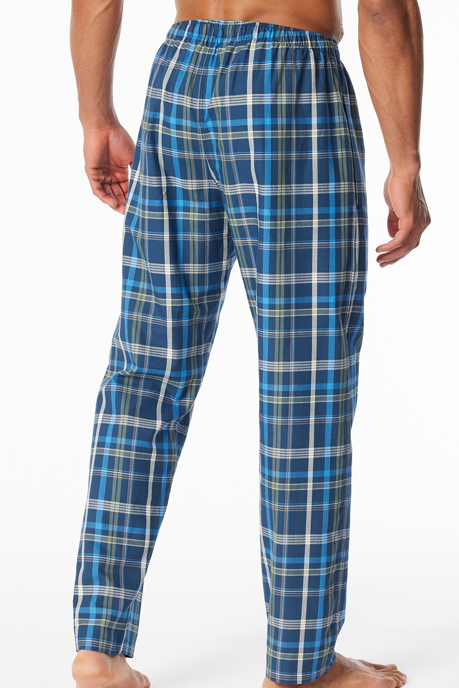 Schiesser Pyjamabroek blauw geruit 