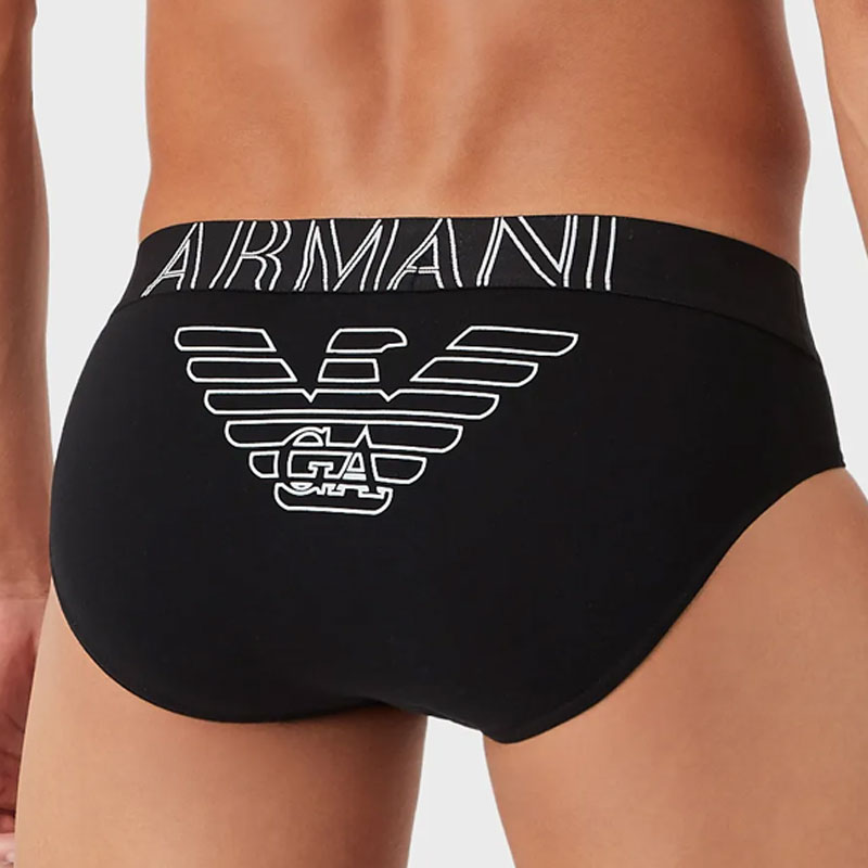 Armani slip Eagle print zwart achterkant