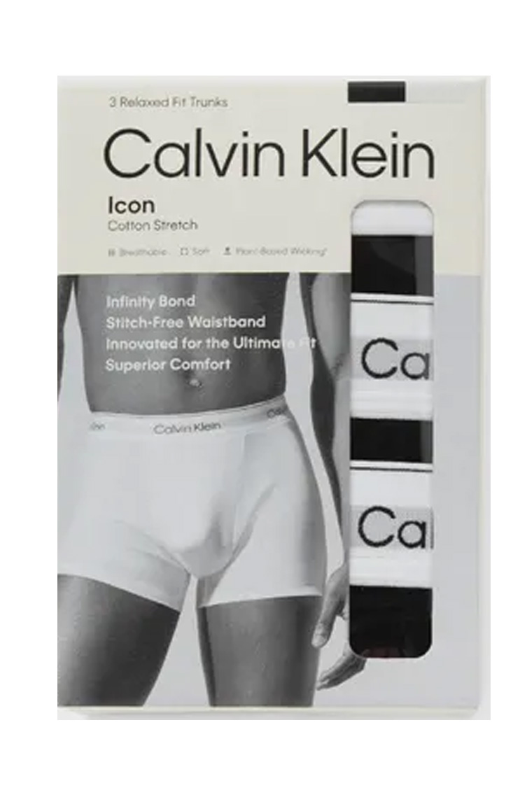 Calvin Klein Icon boxershort 3-pack trunk zwart-wit