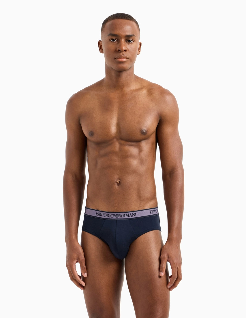 Armani 3-pack slips blauw-grijs met EA print
