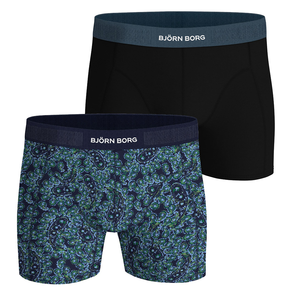 Bjorn Borg Boxershort premium cotton 2-pack blauw-zwart 