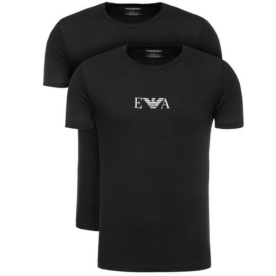 Armani T-shirts Monogram 2-pack zwart