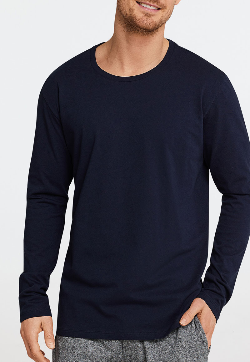 Schiesser Pyjamashirt ronde hals lange mouw