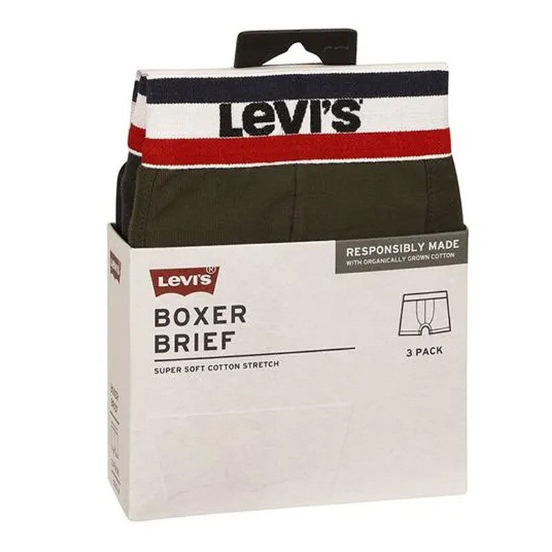 Levis boxershorts 3-pack khaki-blauw