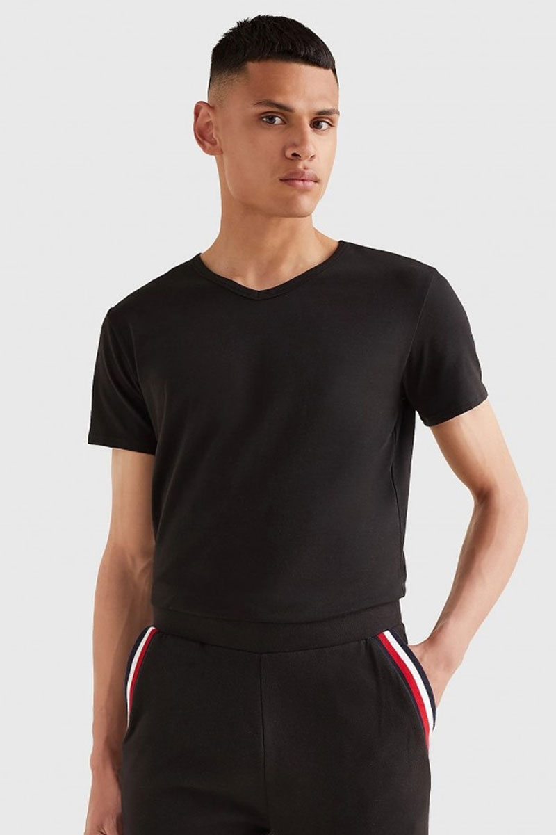 Tommy Hilfiger T-shirts V-hals stretch 3-pack zwart 