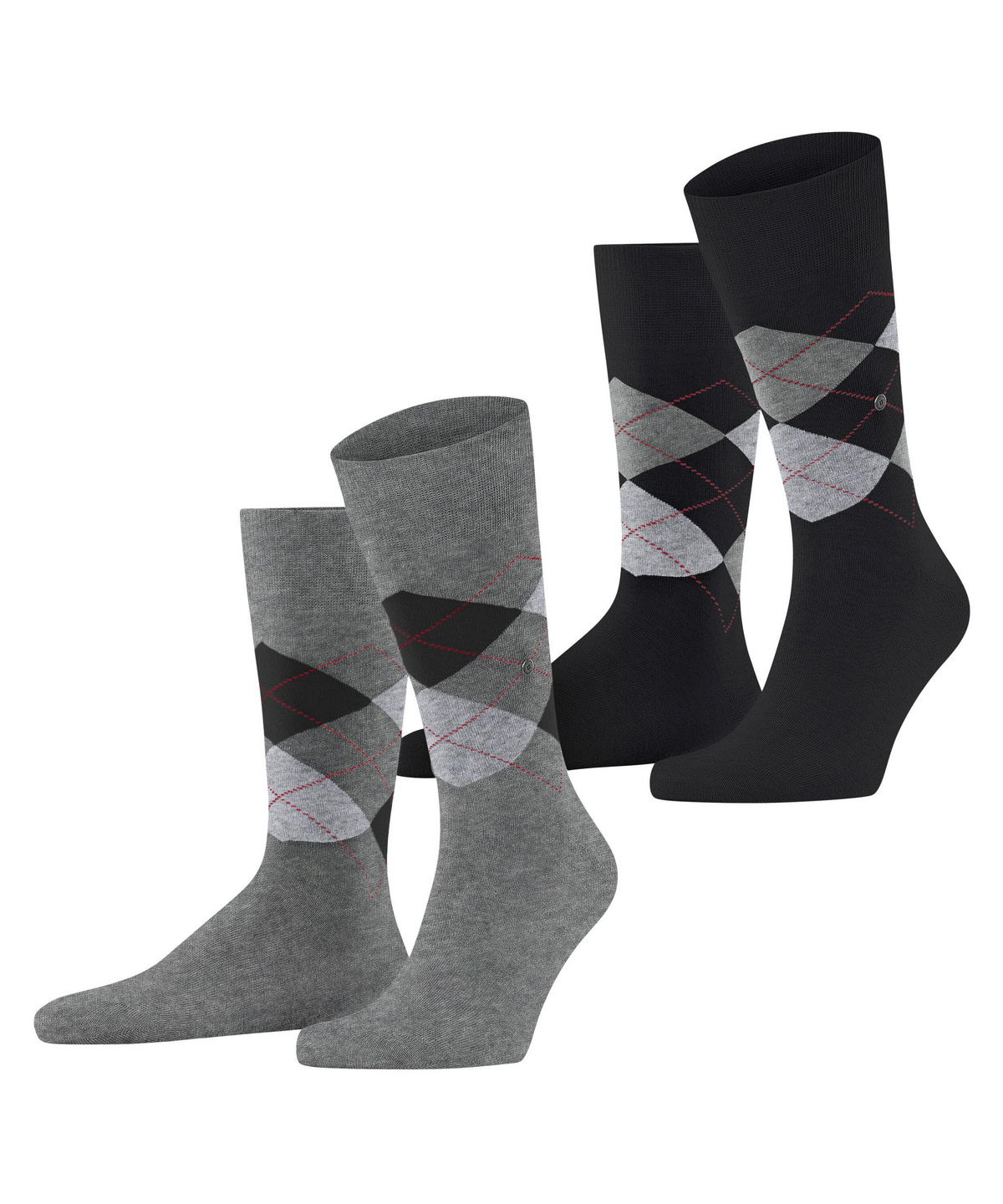 Everyday Argyle heren sokken 2-paar zwart-grijs