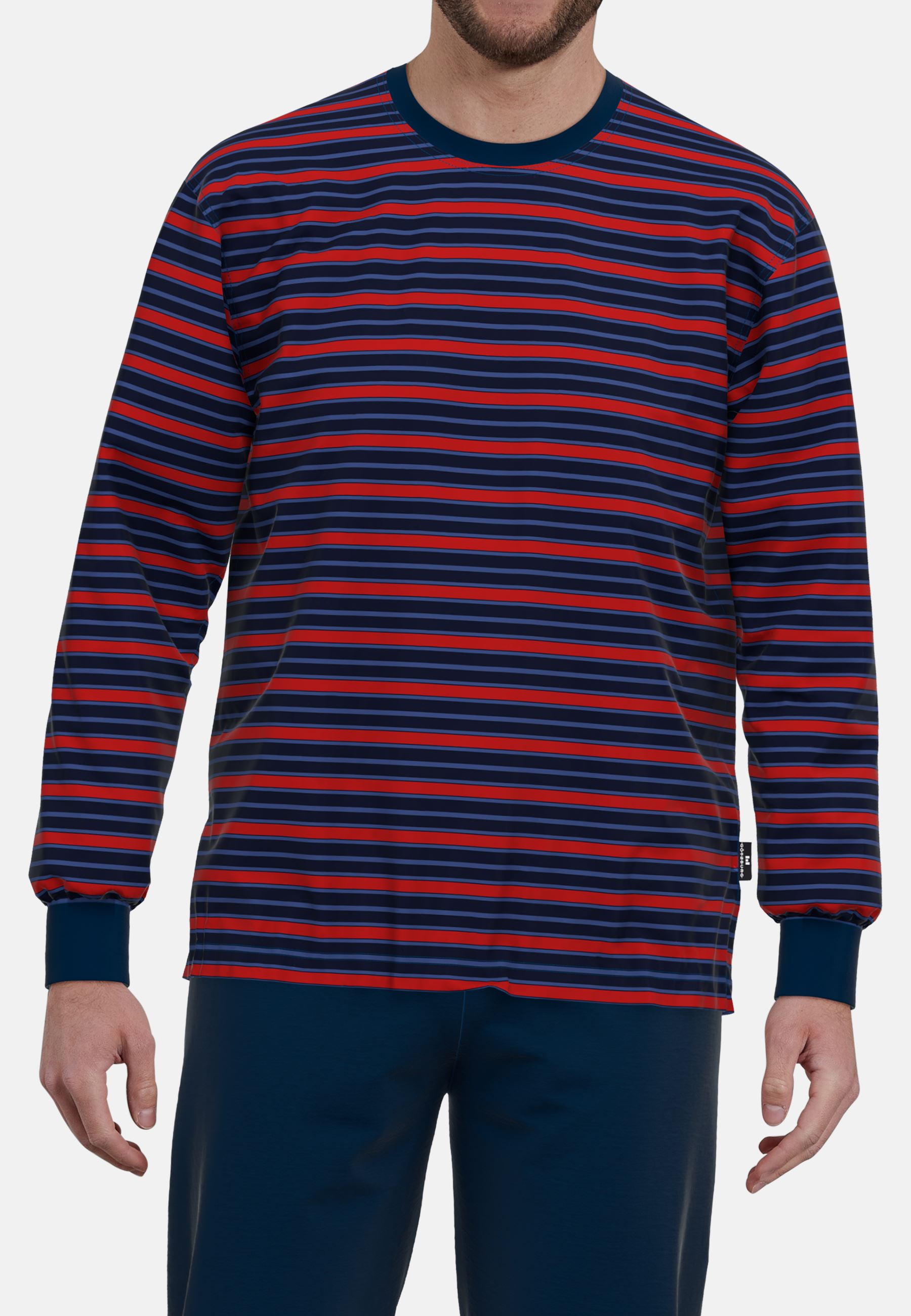 Gotzburg Pyjama blauw rood gestreept met boorden