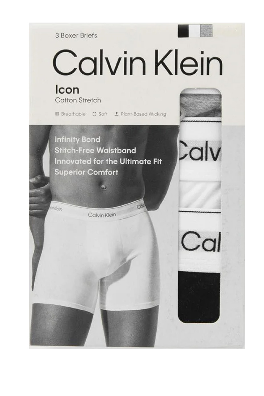 Calvin Klein Icon boxershort lang 3-pack zwart wit grijs