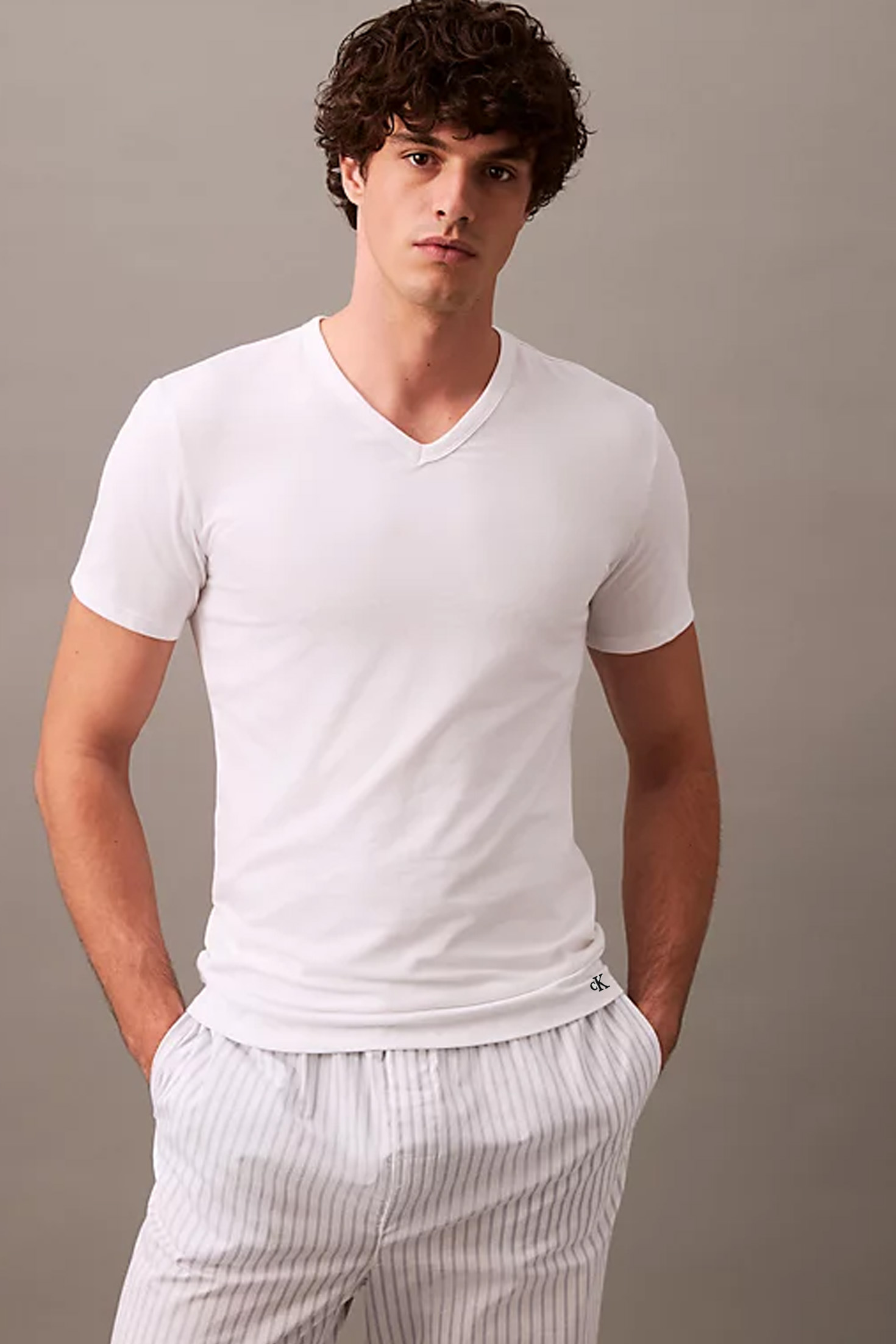Calvin Klein T-shirts V-hals cotton stretch wit 3-pack 