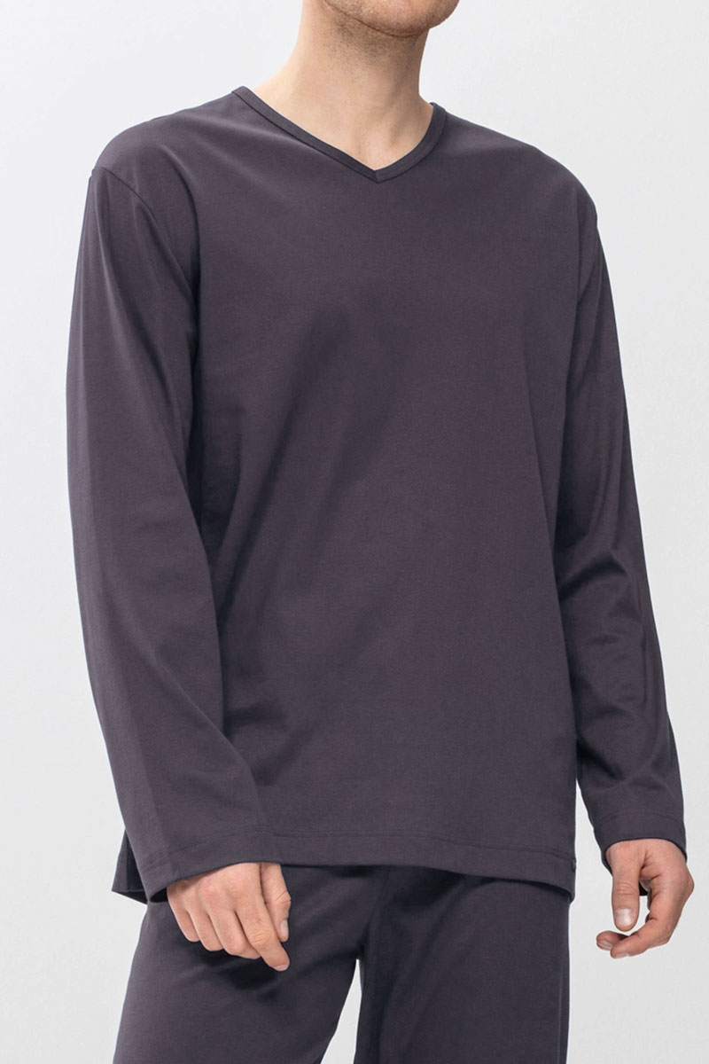 Mey Pyjamashirt V-hals Melton grijs